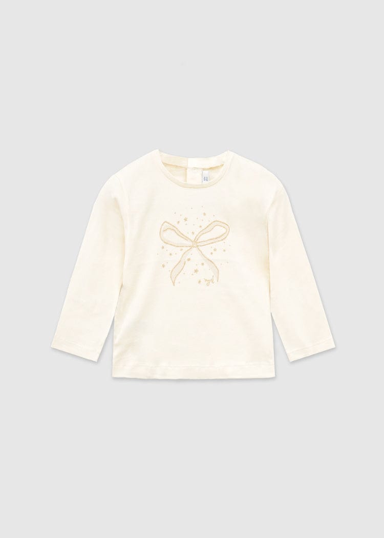 cream t shirt with bow