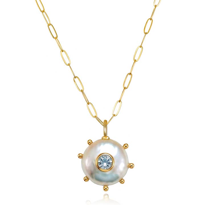 Amelia Rose Jewelry Beaded Pearl & Topaz Paperclip Necklace - Little Miss Muffin Children & Home