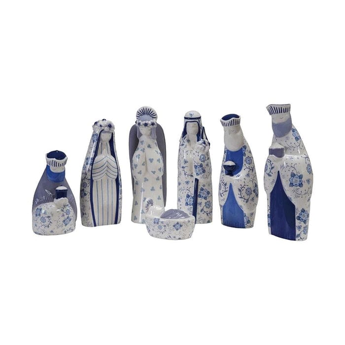 blue floral nativity