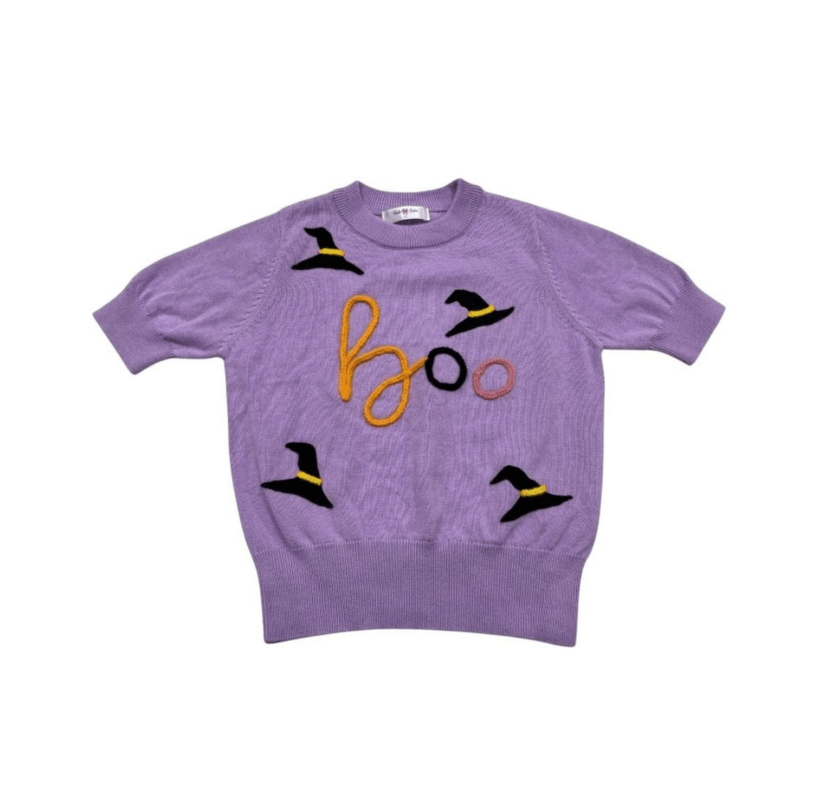 Girls' lavender Boo short sleeve Halloween top