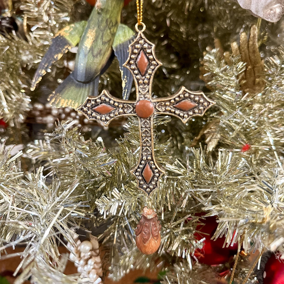 bronze brown cross ornament