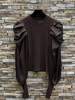 brown puff sleeve top