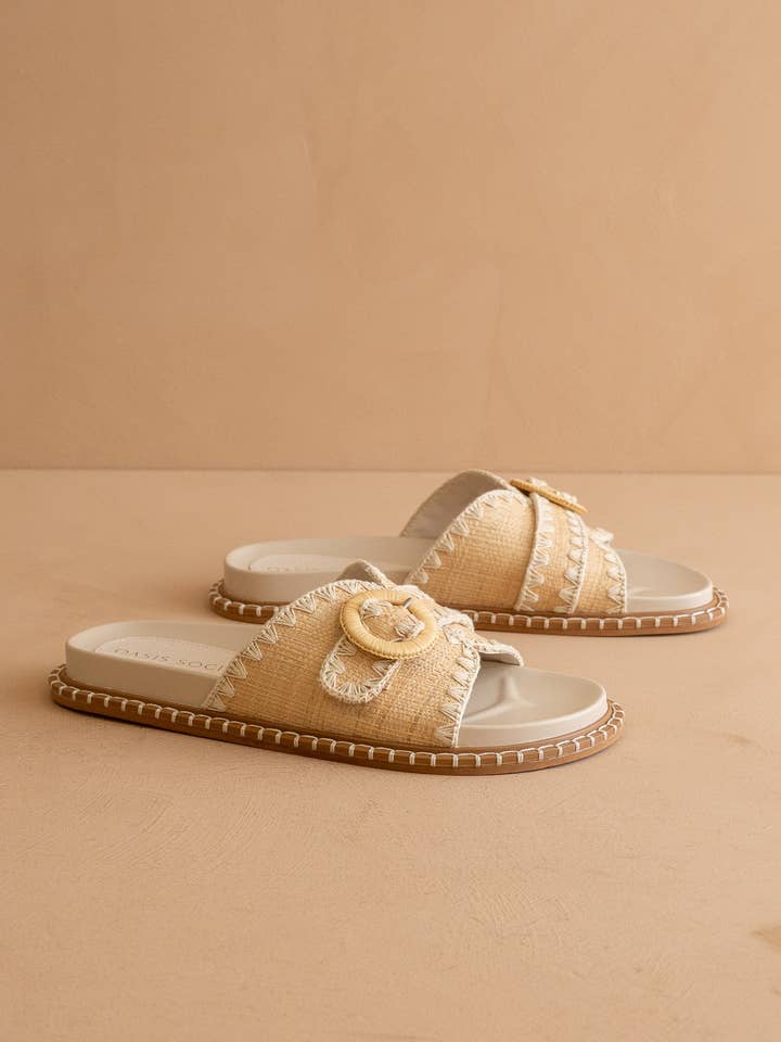 Oasis Society The Sunnie Natural Raffia Buckle Sandal - Little Miss Muffin Children & Home