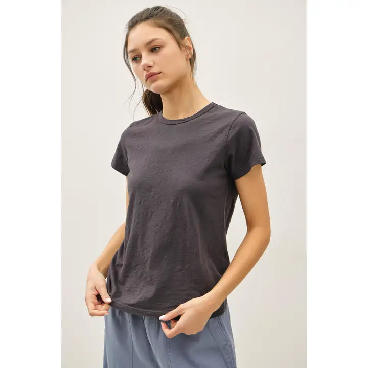 Be Cool Garment Dyed Slub Tee in Charcoal - Little Miss Muffin Children & Home
