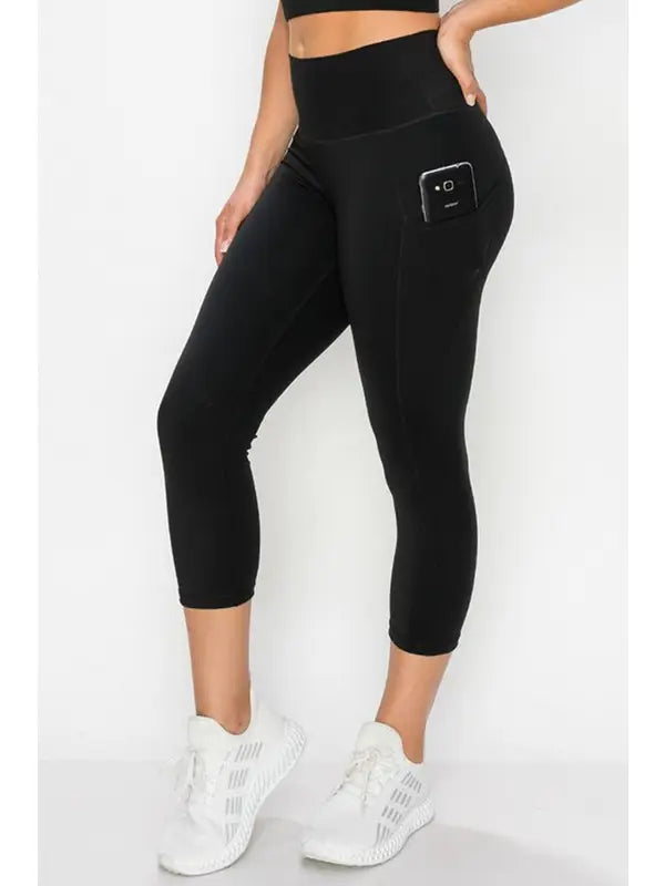 Yelete Super Soft Capri Leggings with Pockets in Black - Little Miss Muffin Children & Home