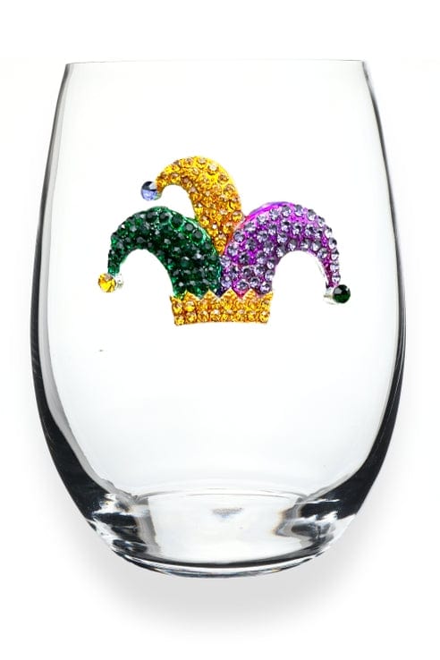 The Queens' Jewels® Queen Jewels Mardi Gras Jester Hat Stemless Wine Glass - Little Miss Muffin Children & Home