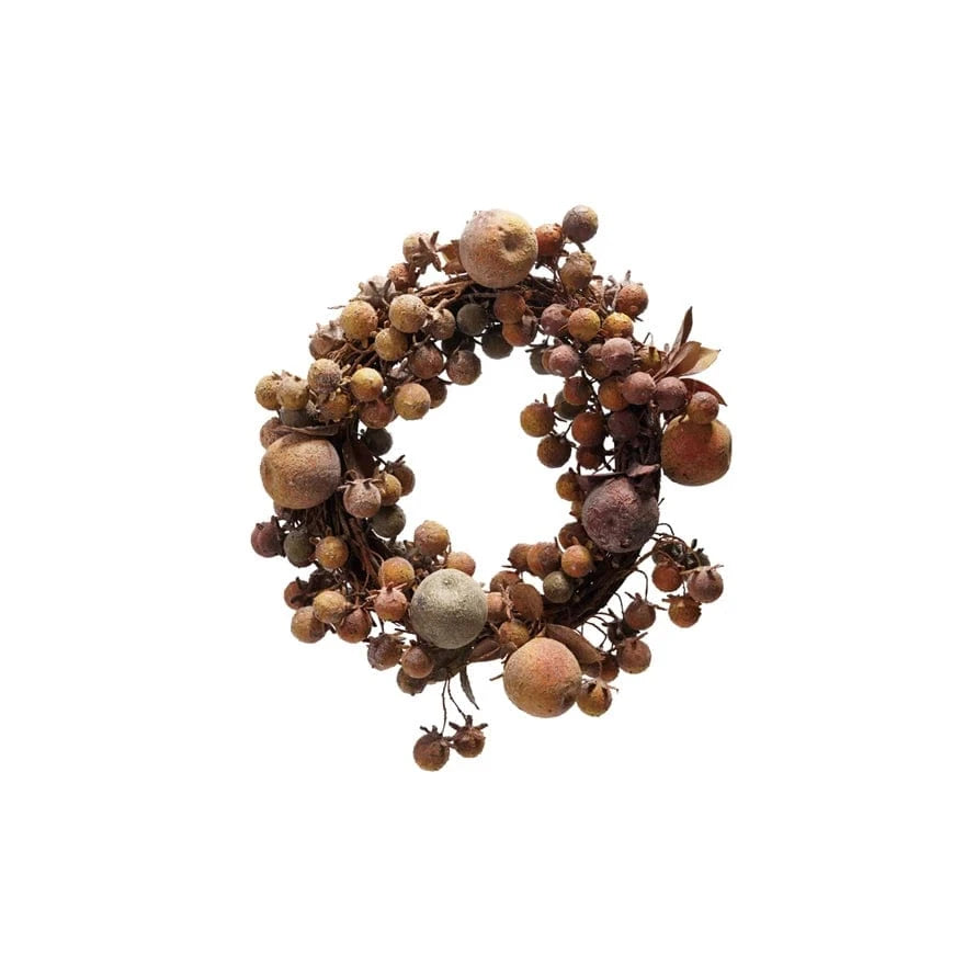 Creative Co-op Faux Apples & Berries Wreath, Distressed Finish, 21" Round - Little Miss Muffin Children & Home