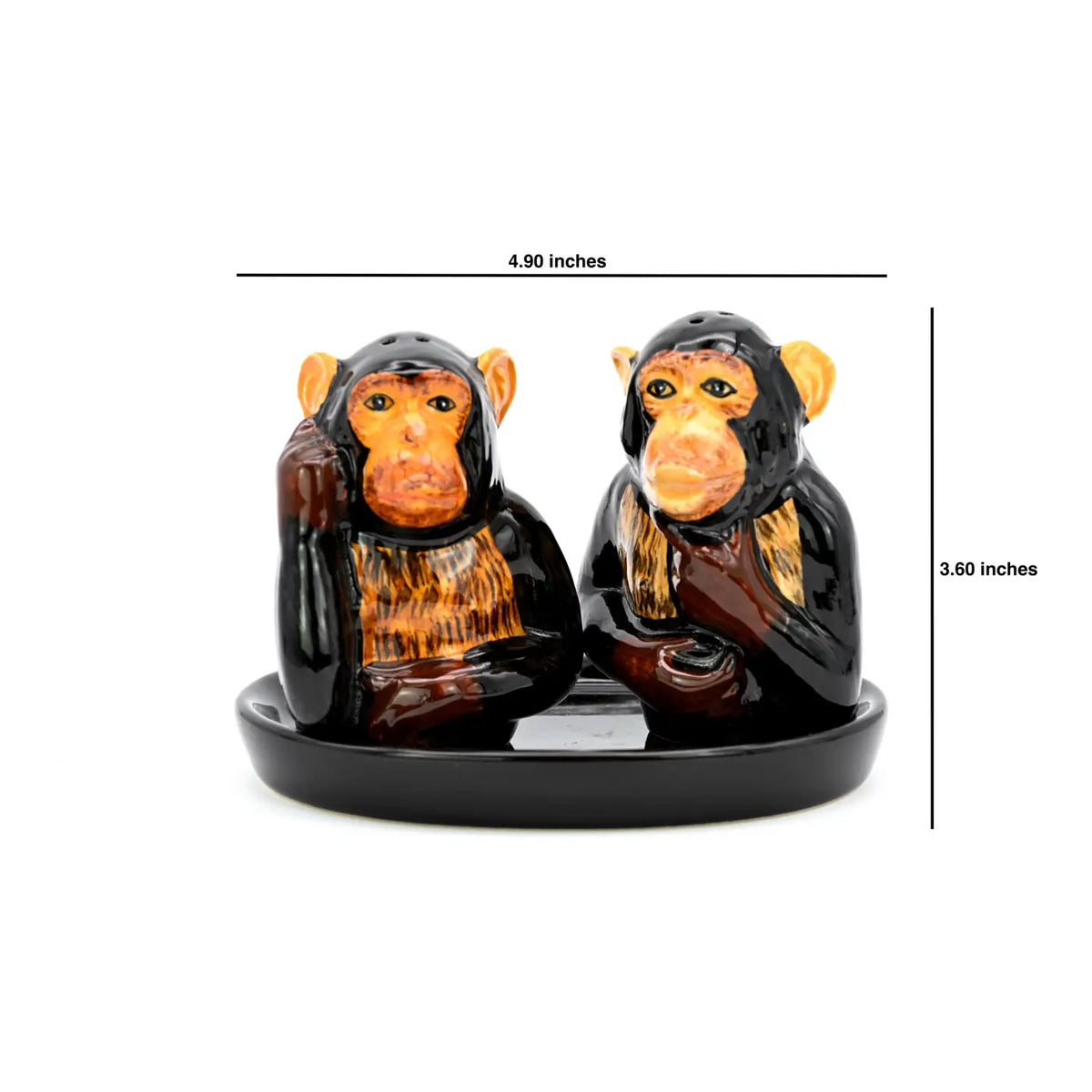 Art Floral Trading Monkey Salt and Pepper Shaker on Black Ceramic Tray - Little Miss Muffin Children & Home