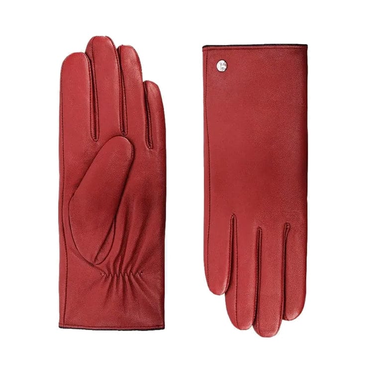 cherry red leather gloves