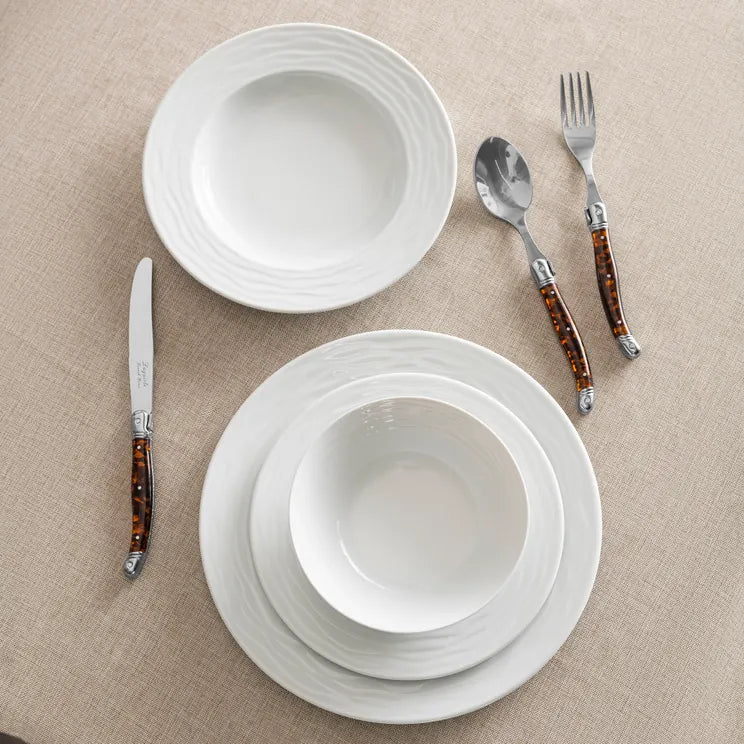 French Home Porcelain 4pc Place Setting in White Wave - Little Miss Muffin Children & Home