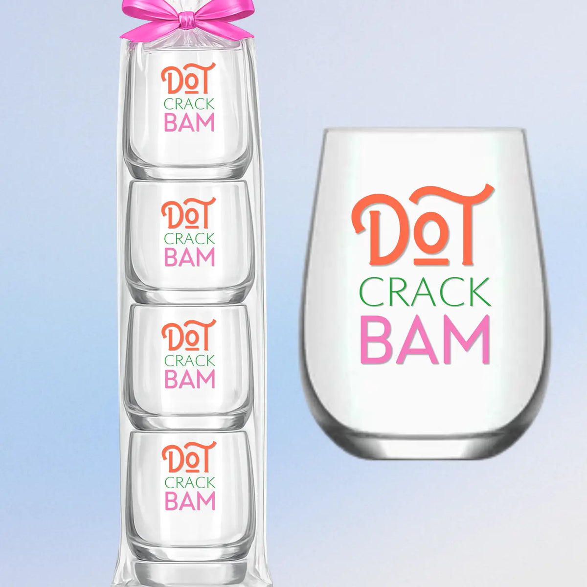 Fabuplates Mahjong Stemless "Dot Crack Bam" 4ct Set Unbreakable Wine Glasses - Little Miss Muffin Children & Home