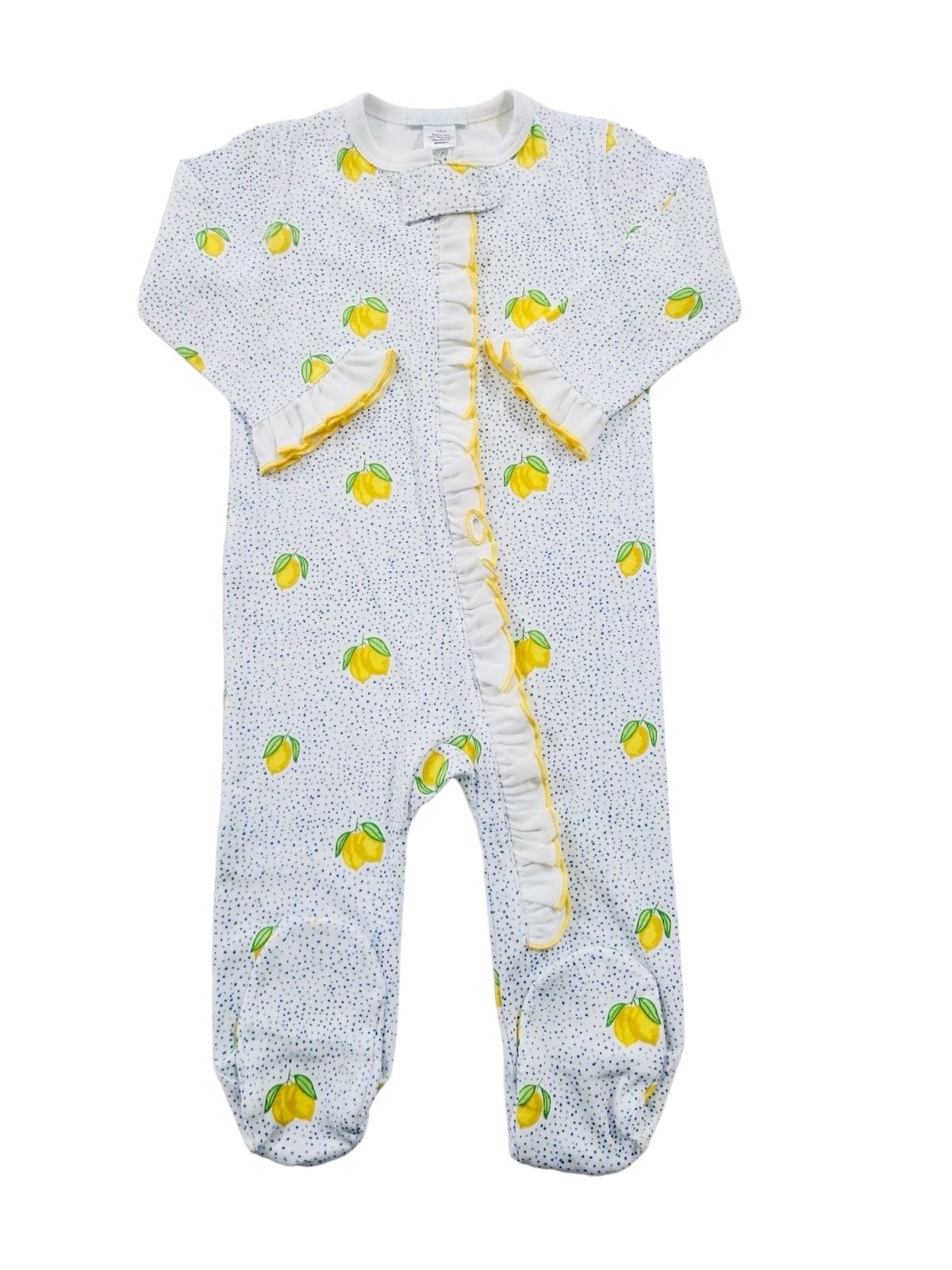 Lulu Bebe Lulu Bebe Lemon Print Pima Girl Footies - Little Miss Muffin Children & Home