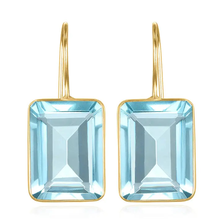 Amelia Rose Jewelry Emerald Cut Valencia Sky Blue Gold Earrings - Little Miss Muffin Children & Home
