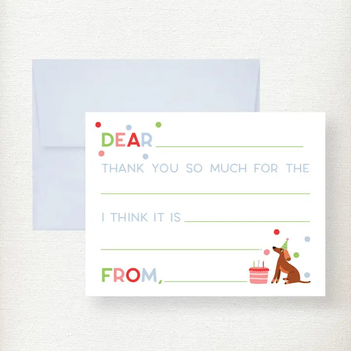 Kramer Drive Kids Polka Dot Dog Fill in Thank You Note Card - Little Miss Muffin Children & Home