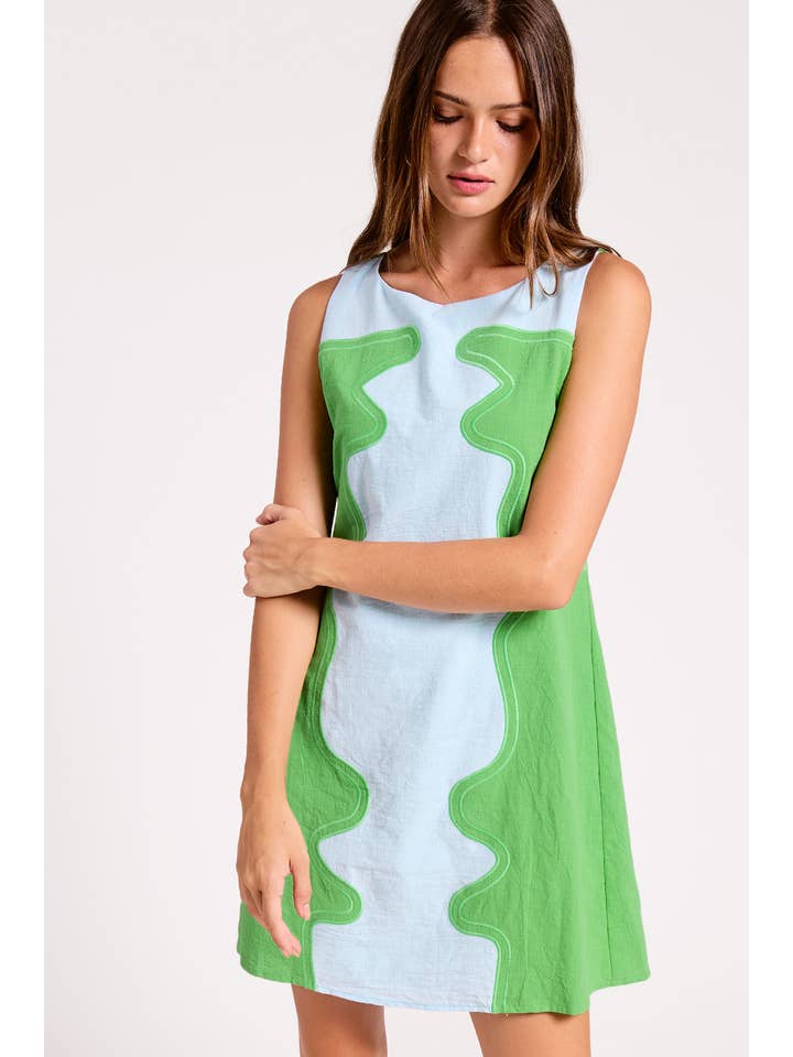 Ultramarine Wavy Pop Shift Dress in Kelly Green - Little Miss Muffin Children & Home