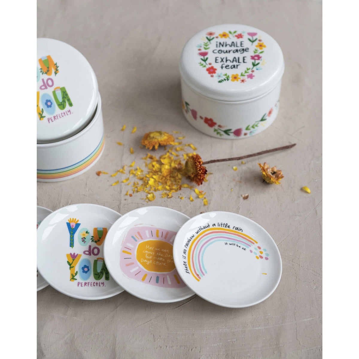 Creative Co-Op Creative Co-op Stoneware Canister with Lid - Little Miss Muffin Children & Home