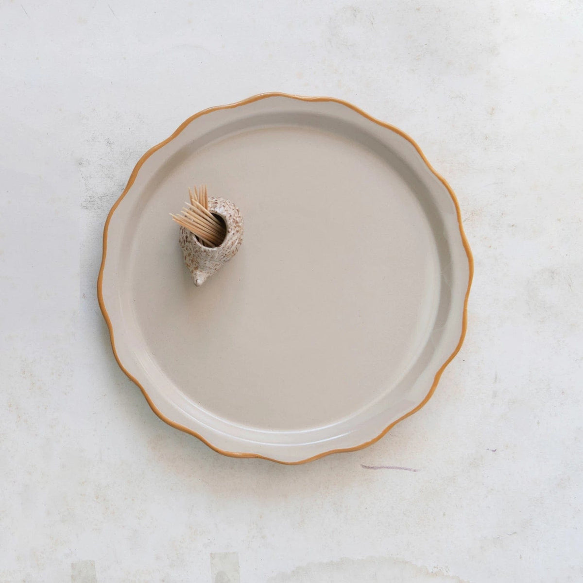 Creative Co-Op Creative Co-op Stoneware Plate with Hedgehog Toothpick Holder - Little Miss Muffin Children & Home