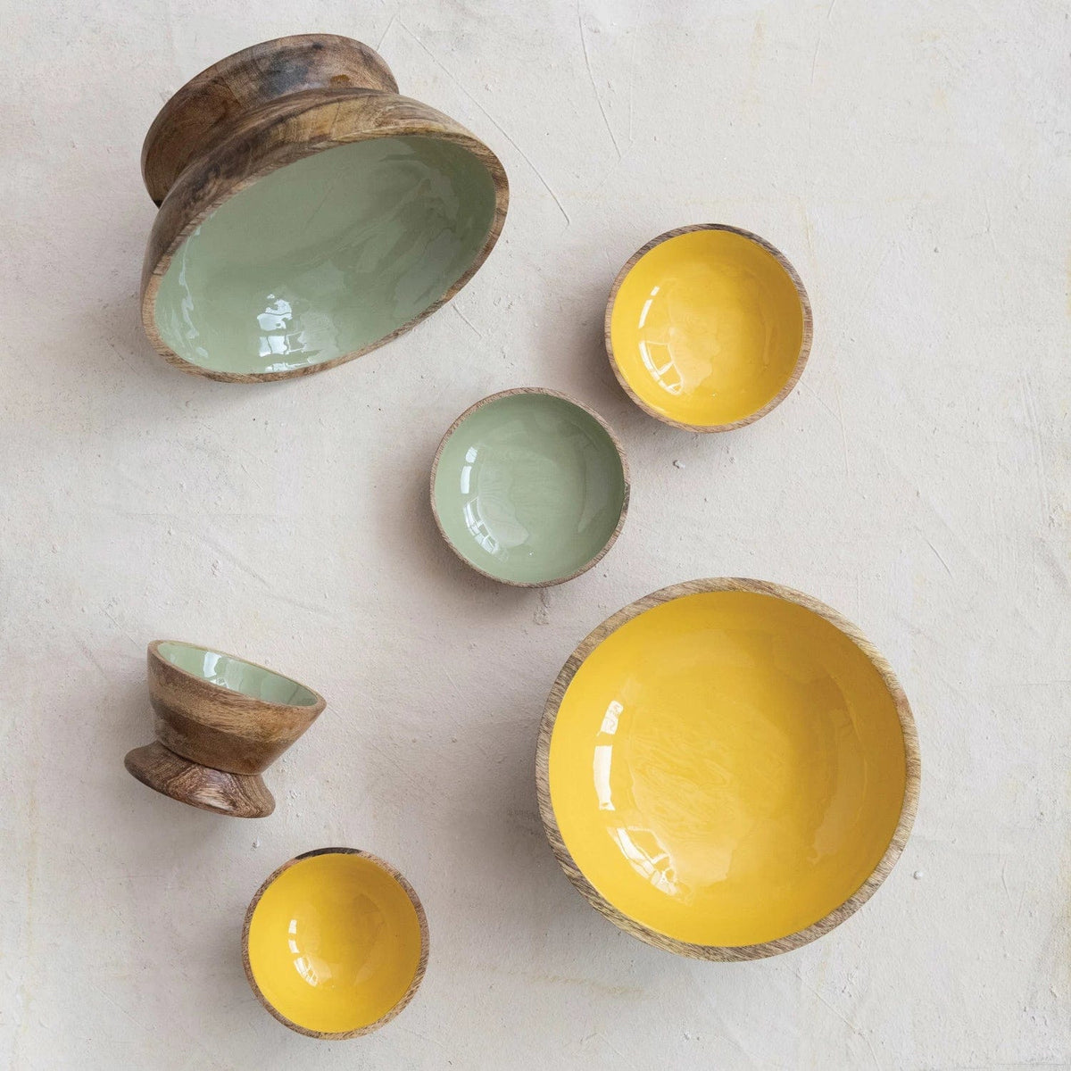 Creative Co-Op Creative Co-op Enameled Mango Wood Footed Bowl - Little Miss Muffin Children & Home