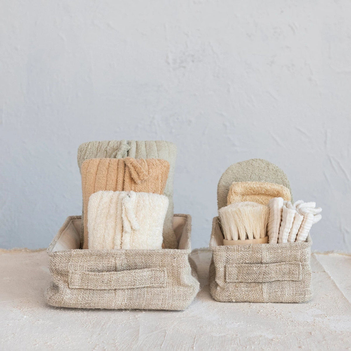 Creative Co-Op Creative Co-op Quilted Cotton Terry Zip Pouches with Cotton Lining - Little Miss Muffin Children & Home