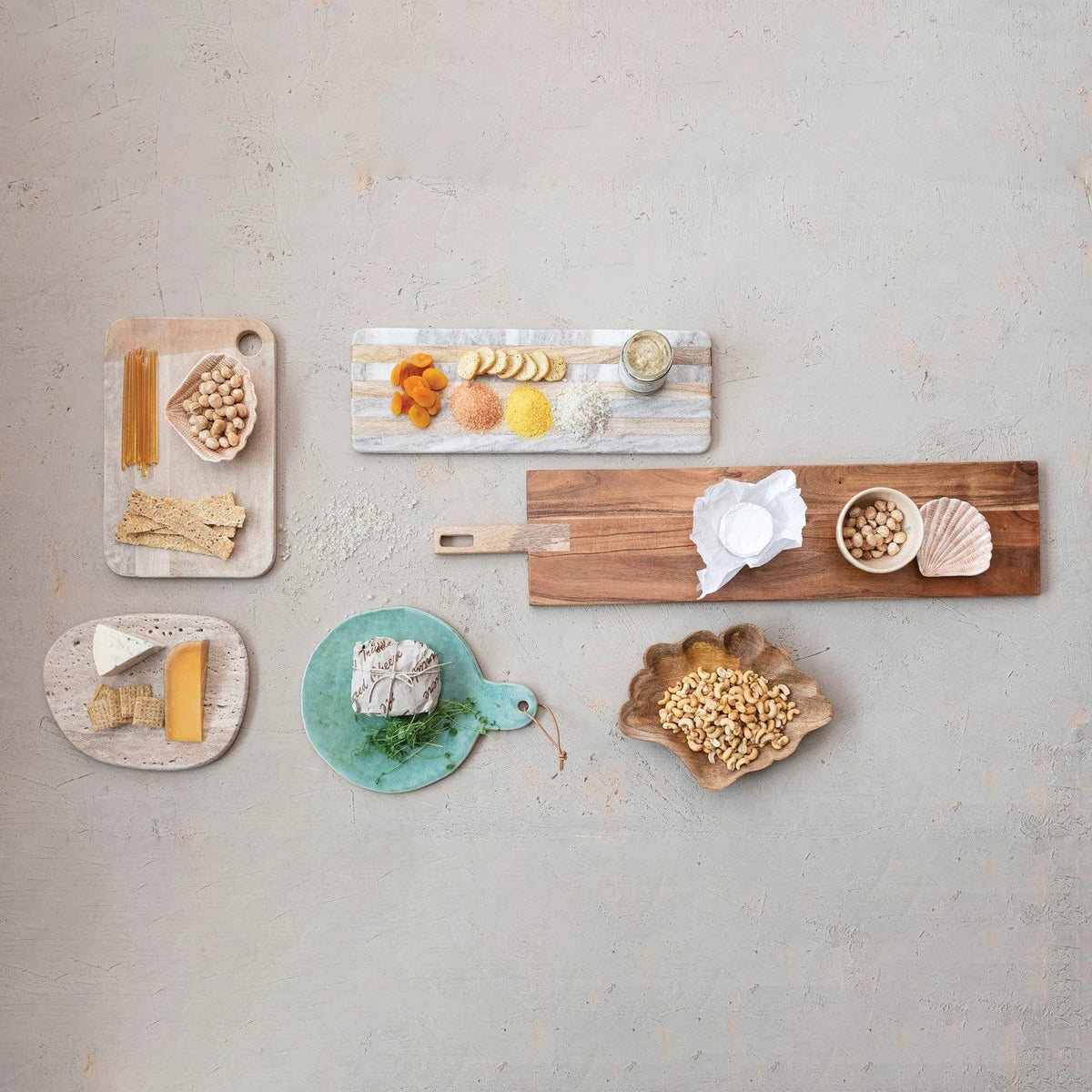 Creative Co-op Creative Co-op Wide Whitewashed Mango Wood Rectangle Cheese/Cutting Board with Handle - Little Miss Muffin Children & Home