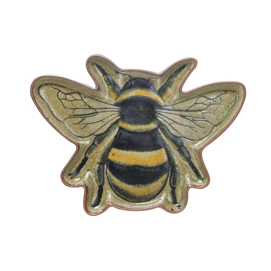 Creative Co-op Stoneware Bee Plate (Each One Will Vary) - Little Miss Muffin Children & Home