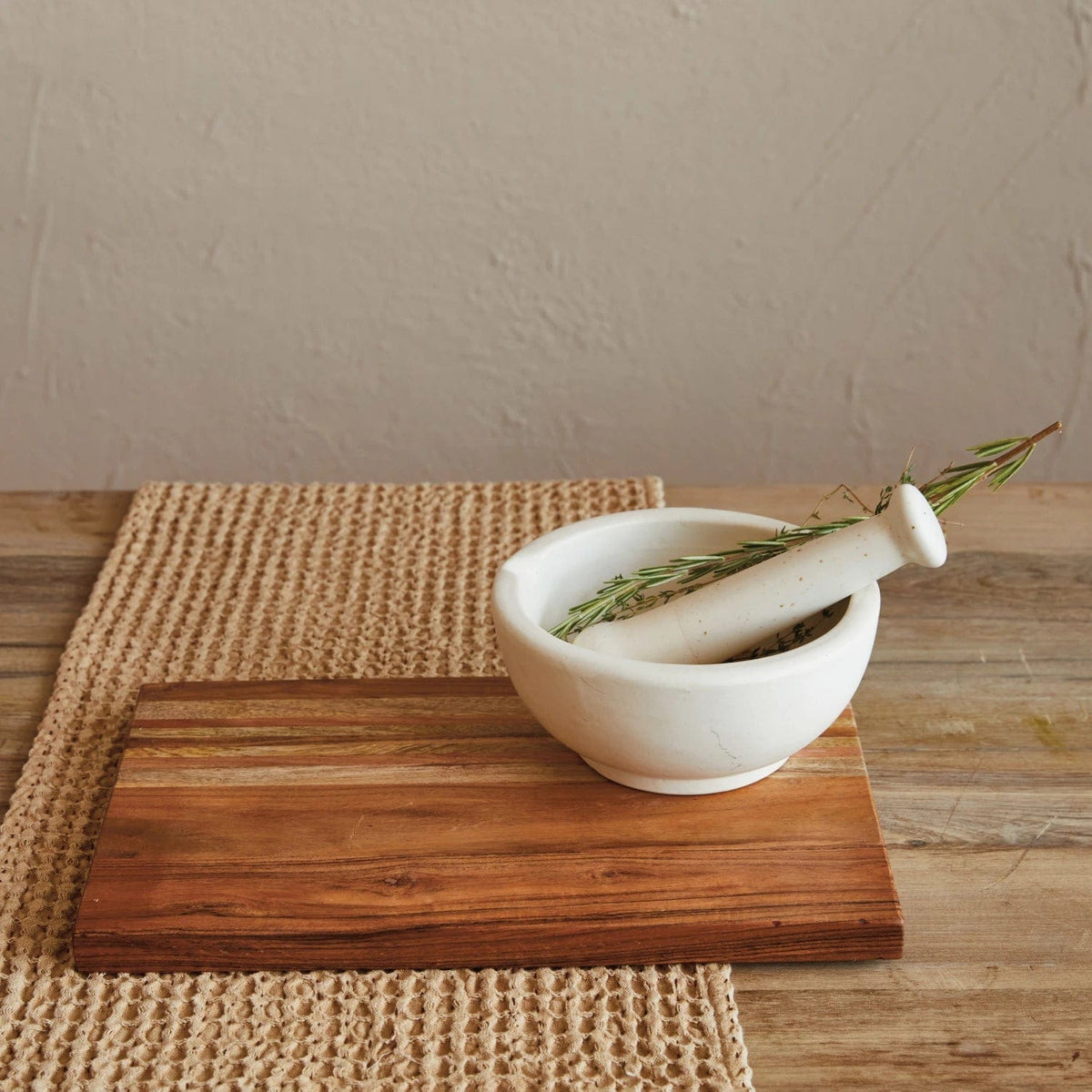 Creative Co-op Creative Co-op 8" Round x 3" H Stoneware Mortar & Pestle in White - Little Miss Muffin Children & Home