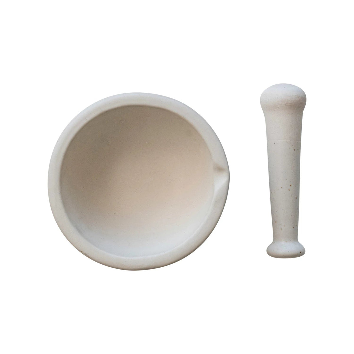 Creative Co-op Creative Co-op 8" Round x 3" H Stoneware Mortar & Pestle in White - Little Miss Muffin Children & Home
