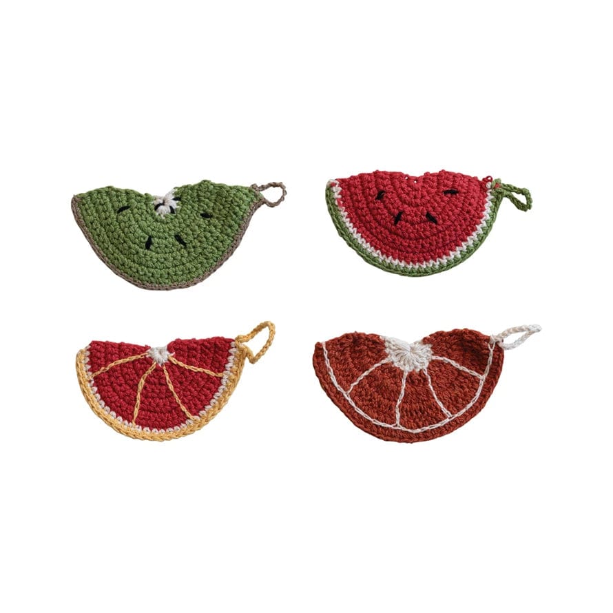 Creative Co-op Creative Co-op 5"L Cotton Crocheted Fruit Shaped Dish Scrubber with Loop, 4 Styles Available - Little Miss Muffin Children & Home