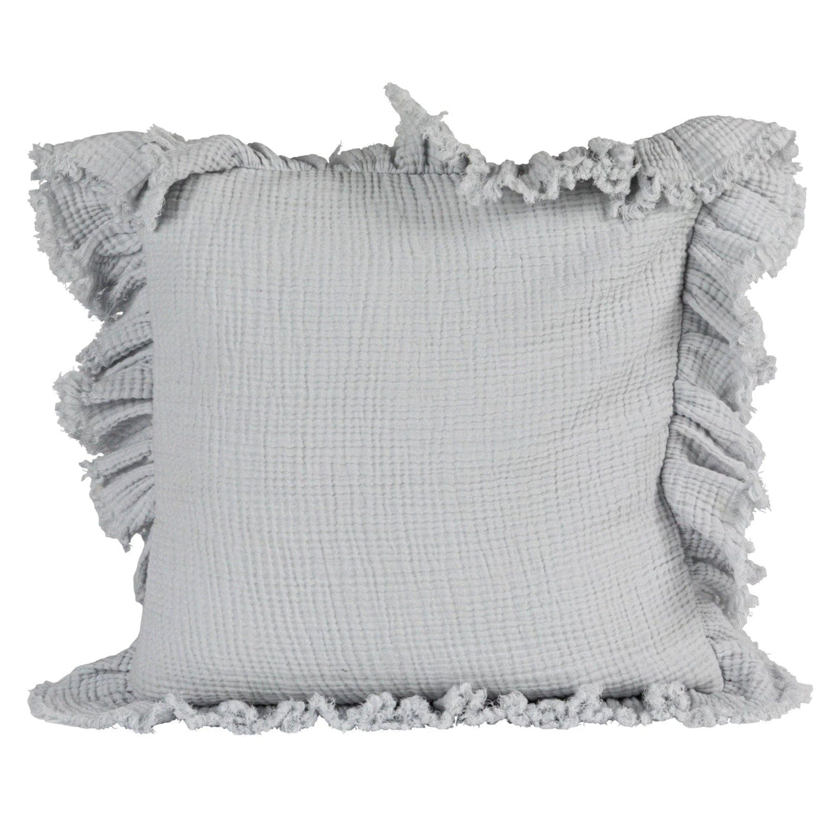 Creative Co-op Creative Co-op 20" Square Light Blue Cotton Double Cloth Pillow with Ruffled Edge - Little Miss Muffin Children & Home