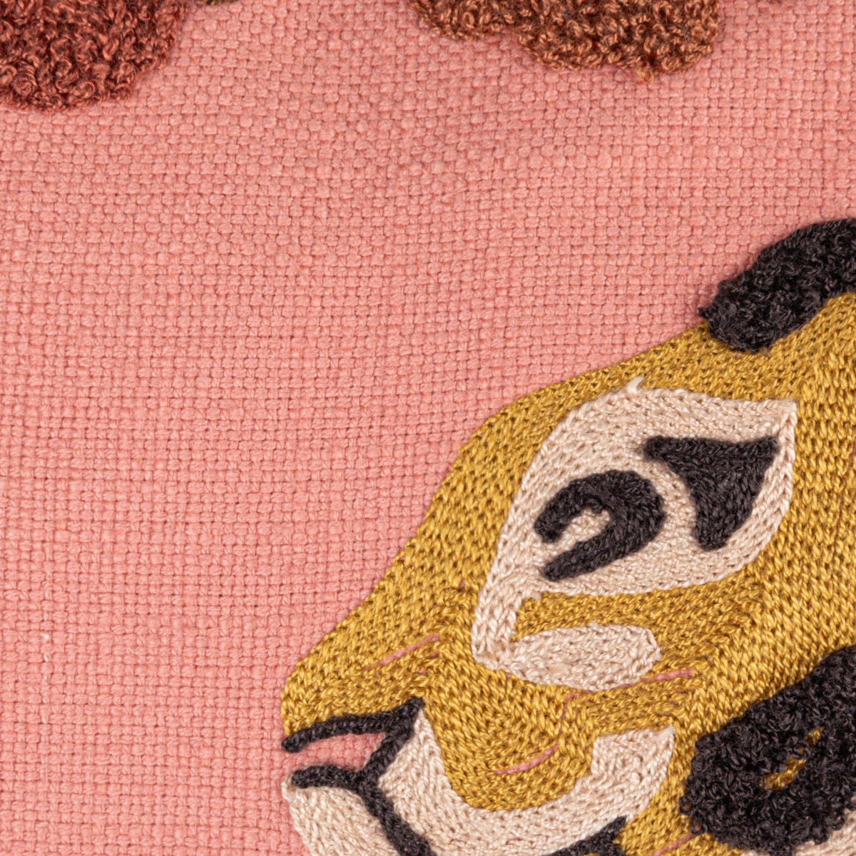 Creative Co-op Creative Co-op 20" Square Cotton Slub Pillow with Embroidered Tiger & Flowers - Little Miss Muffin Children & Home