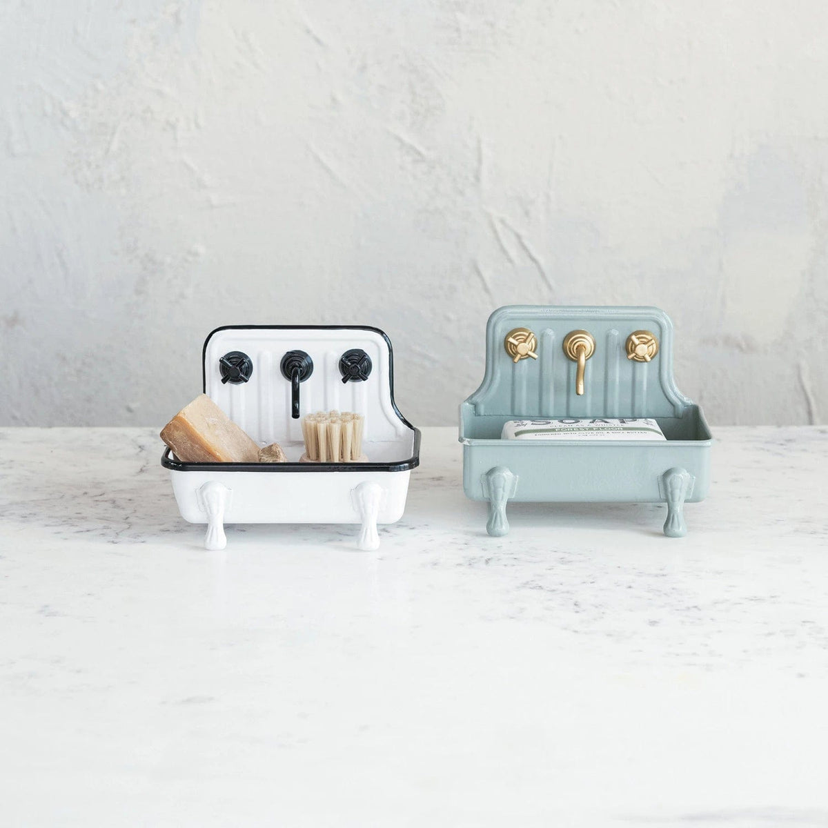Creative Co-op Creative Co-op Metal Soap Dish, Grey Sink with Gold Faucet - Little Miss Muffin Children & Home