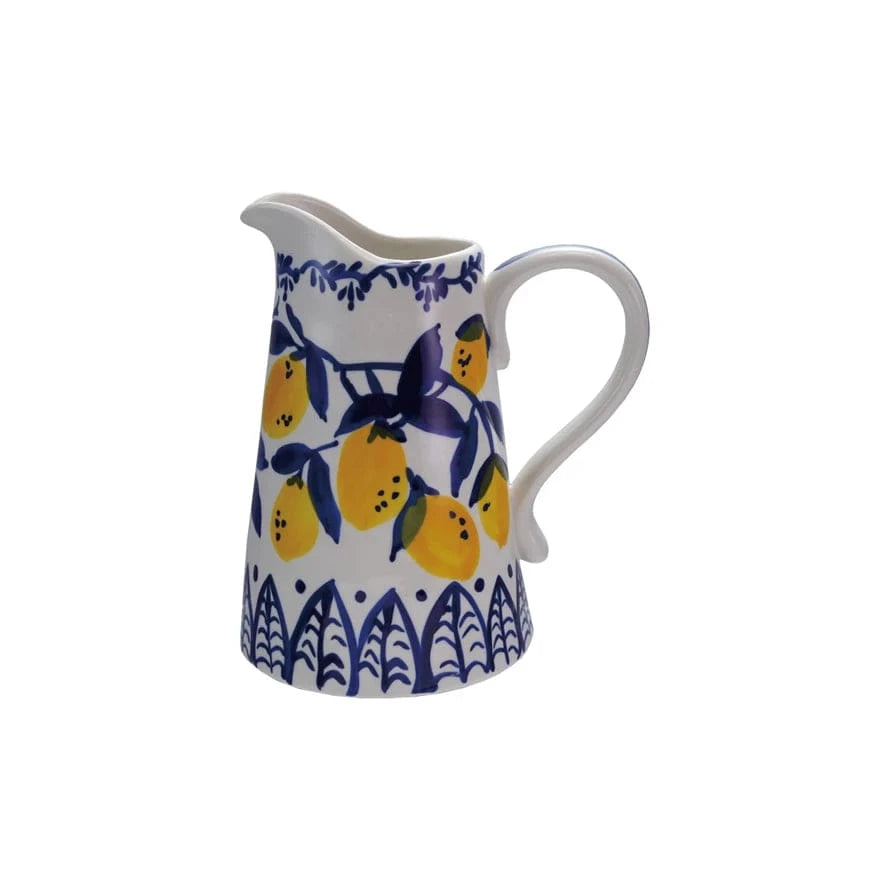 Creative Co-op 1-1/2 Quart Hand-Painted Stoneware Pitcher (Each One Will Vary) - Little Miss Muffin Children & Home
