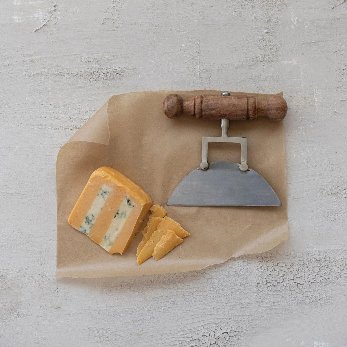 Creative Co-op Stainless Steel Cheese Knife with Brass Detail & Acacia Wood Handle - Little Miss Muffin Children & Home