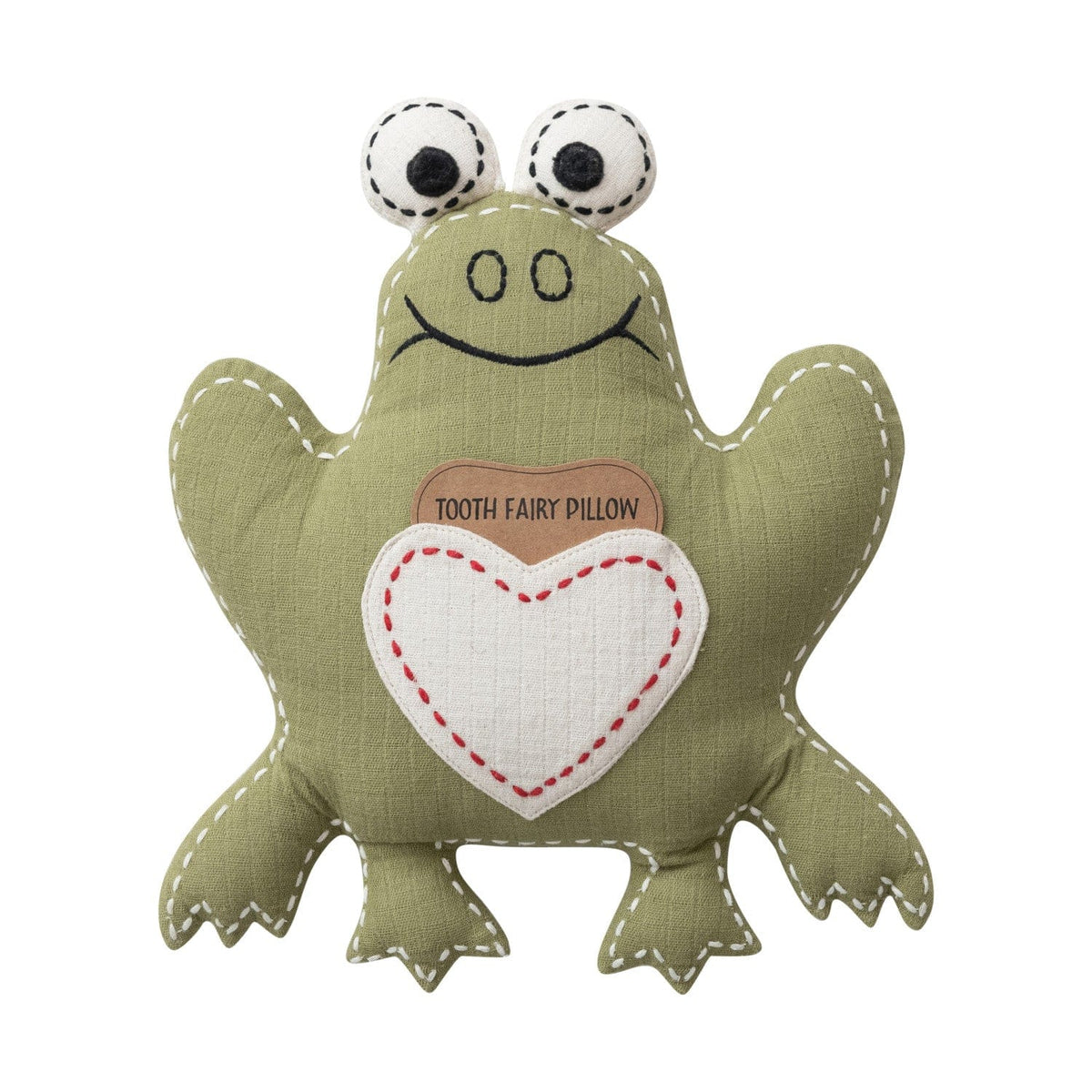 Creative Co-op Cotton Double Cloth Frog Tooth Fairy Pillow with Hand-Embroidery - Little Miss Muffin Children & Home