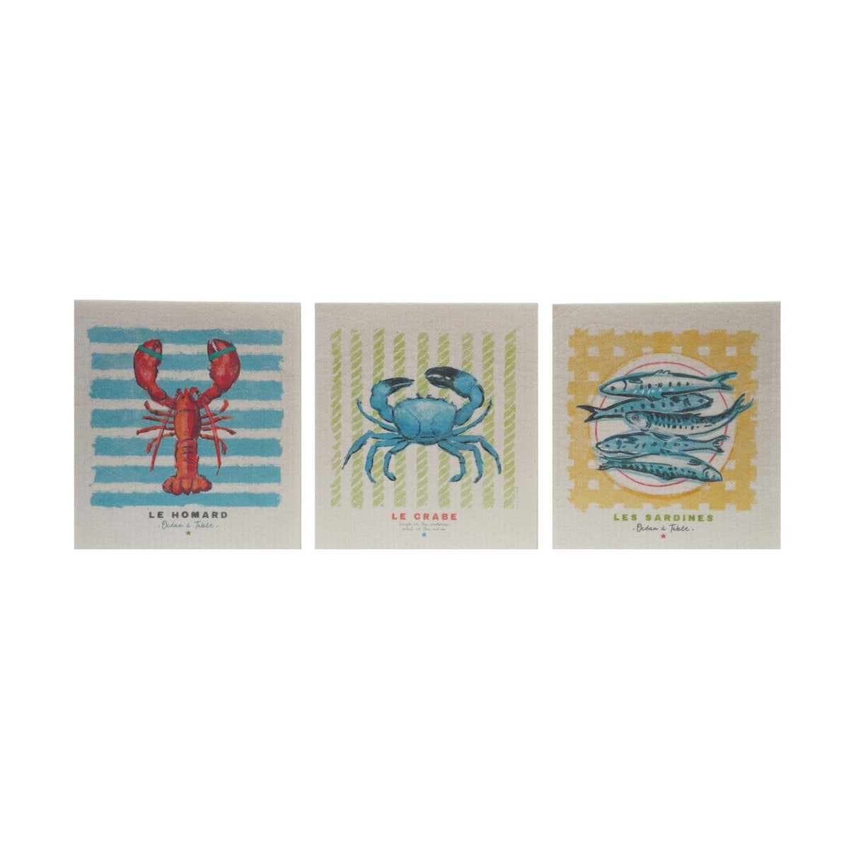 Creative Co-op Reusable Cellulose Sponge Cloth with Sea Life, 3 Available Styles - Little Miss Muffin Children & Home
