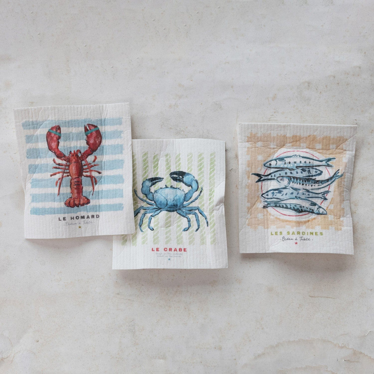Creative Co-op Reusable Cellulose Sponge Cloth with Sea Life, 3 Available Styles - Little Miss Muffin Children & Home