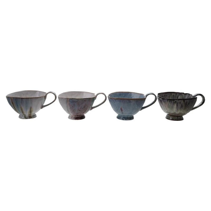 Creative Co-op 14 oz. Stoneware Footed Mug, 4 Colors (Each One Will Vary) - Little Miss Muffin Children & Home