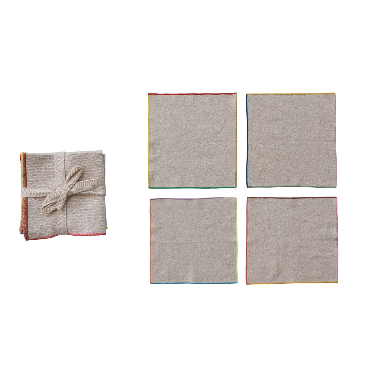Creative Co-op Woven Cotton Napkins with Stitched Colored Edge, Set of 4 - Little Miss Muffin Children & Home