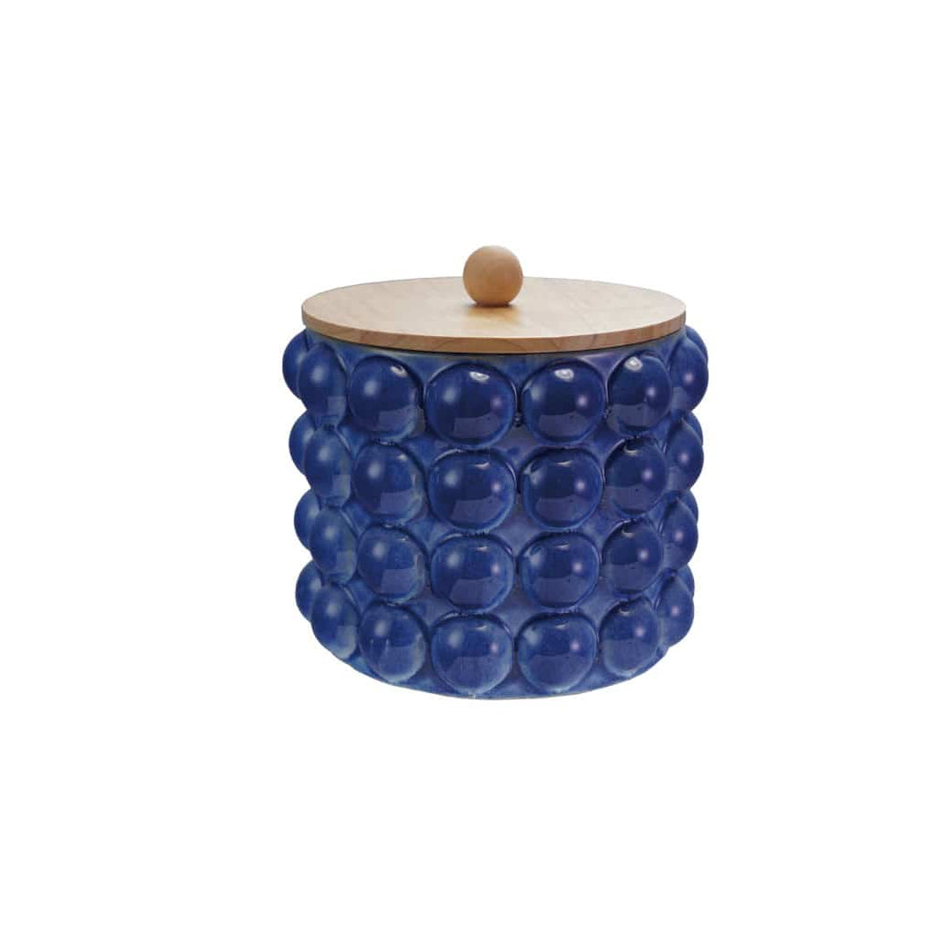 Creative Co-op Stoneware Canister with Raised Dots & Wood Lid (Each Will Vary) - Little Miss Muffin Children & Home