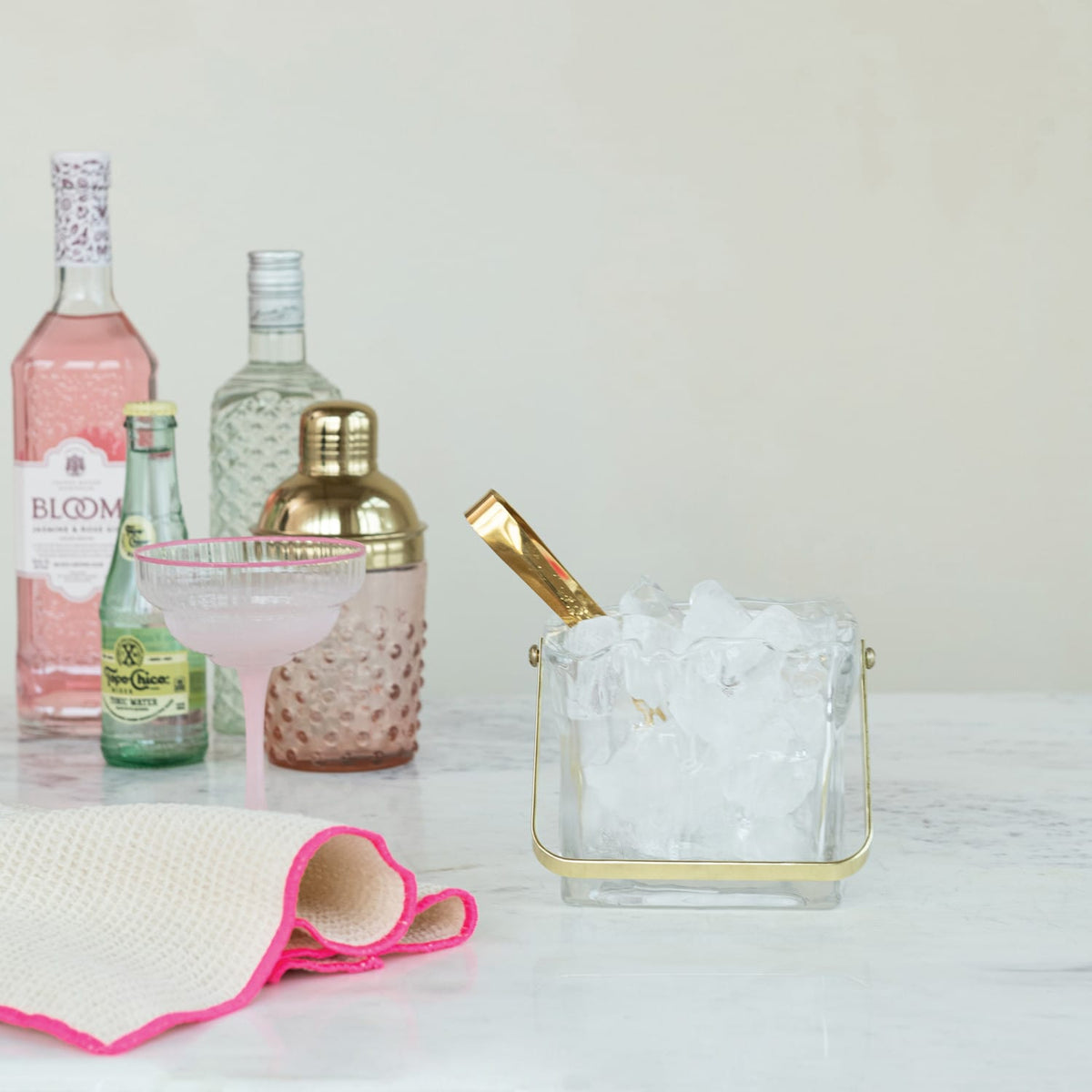 Creative Co-op Textured Glass 24oz Ice Bucket with Tongs - Little Miss Muffin Children & Home