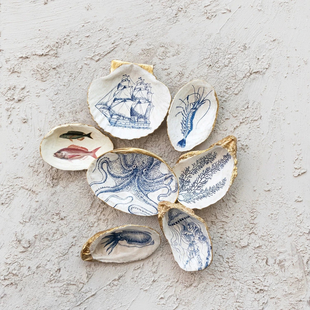Creative Co-op Decorative Resin Shell Shaped Dish with Sea Image, 6 Styles - Little Miss Muffin Children & Home