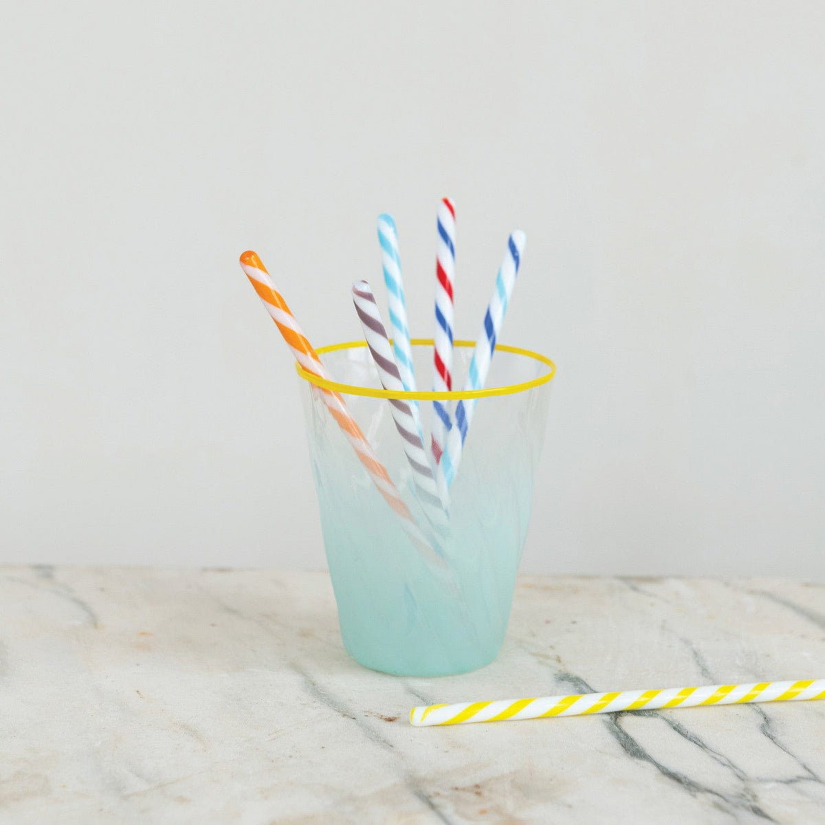 Creative Co-op Hand-Blown Glass Cocktail Stir Sticks with Stripes, Boxed Set of 6 - Little Miss Muffin Children & Home