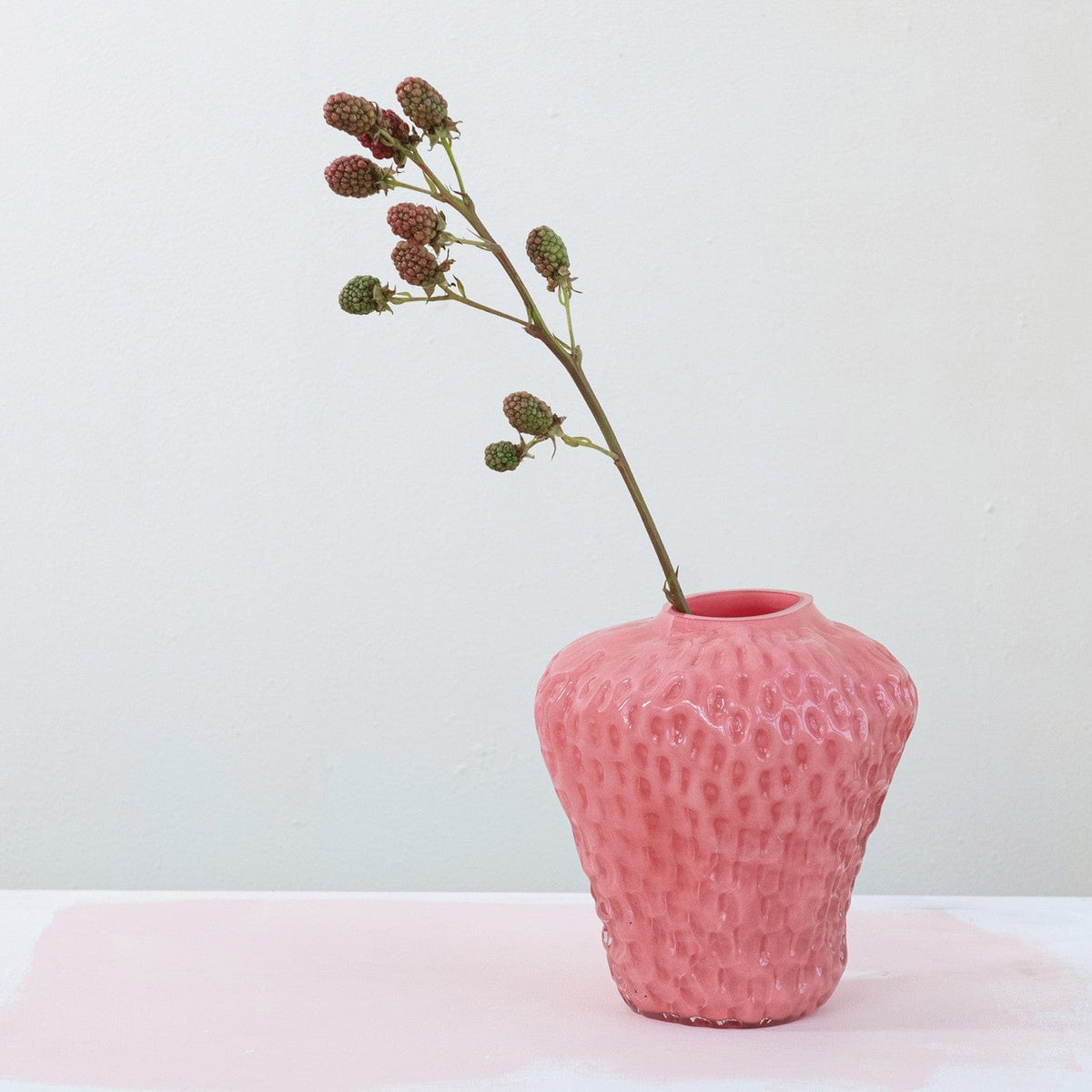 Creative Co-op Opaque Pink Glass Strawberry Shaped Vase - Little Miss Muffin Children & Home