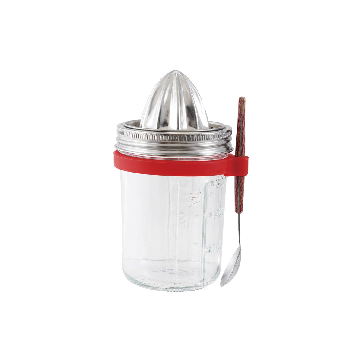 Creative Co-op 10oz Glass & Stainless Steel Jar with Juicer, Spoon & Silicone Ring Spoon Holder - Little Miss Muffin Children & Home