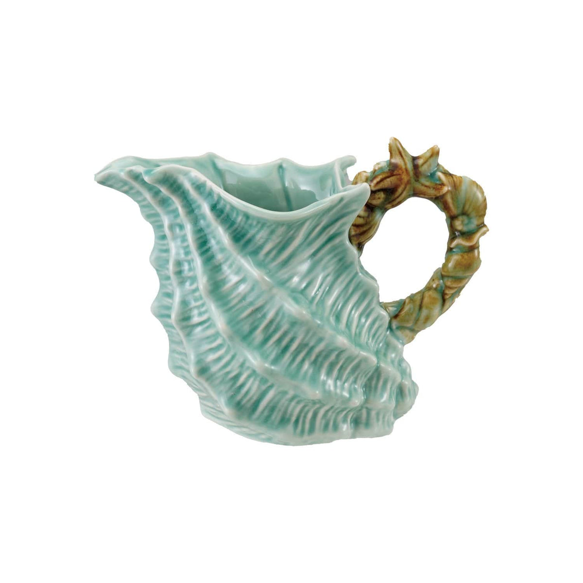 Creative Co-op 1 Quart Stoneware Shell Shaped Pitcher with Starfish & Shells Handle - Little Miss Muffin Children & Home