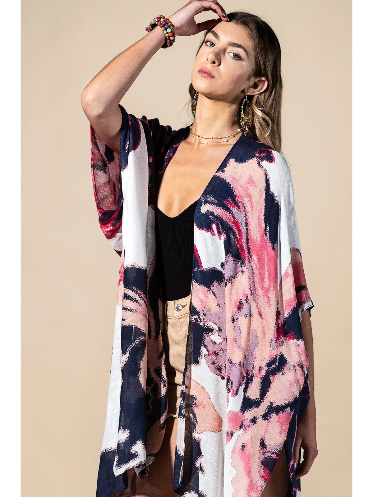 Urbanista Coral Multi Painted Bloom Viscose Kimono - Little Miss Muffin Children & Home