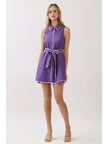 TCEC Scallop Trim Sleeveless Mini Shirt Dress with Sash Belt - Little Miss Muffin Children & Home