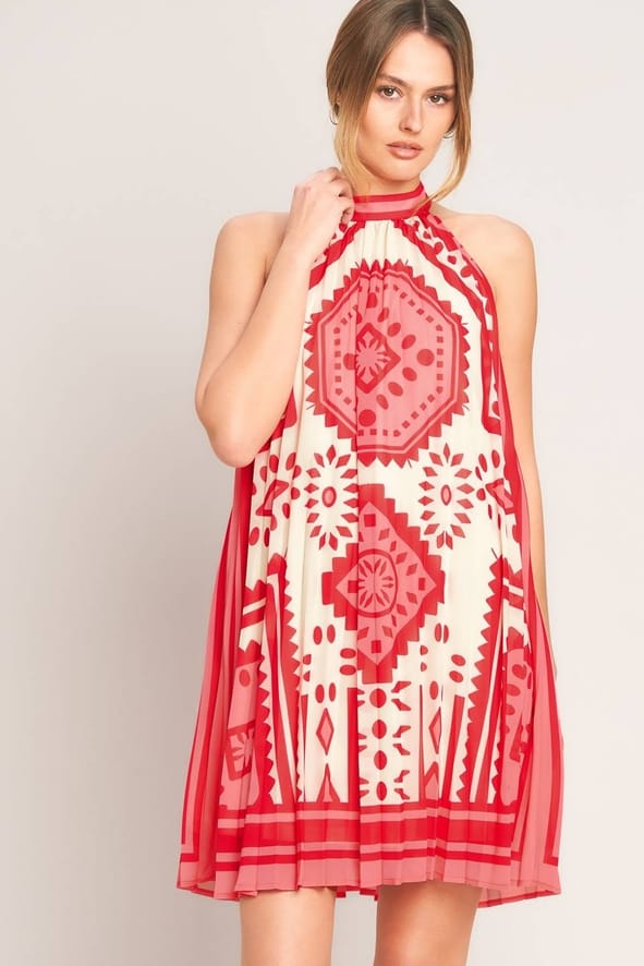 Flying Tomato Pink Sunset Medallion Printed Woven Mini Dress - Little Miss Muffin Children & Home