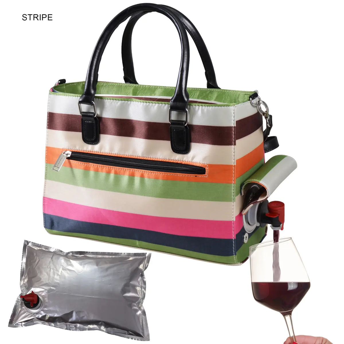 Primeware Bright Stripe Insulated Wine Dispenser Classic Design Drink Purse - Little Miss Muffin Children & Home