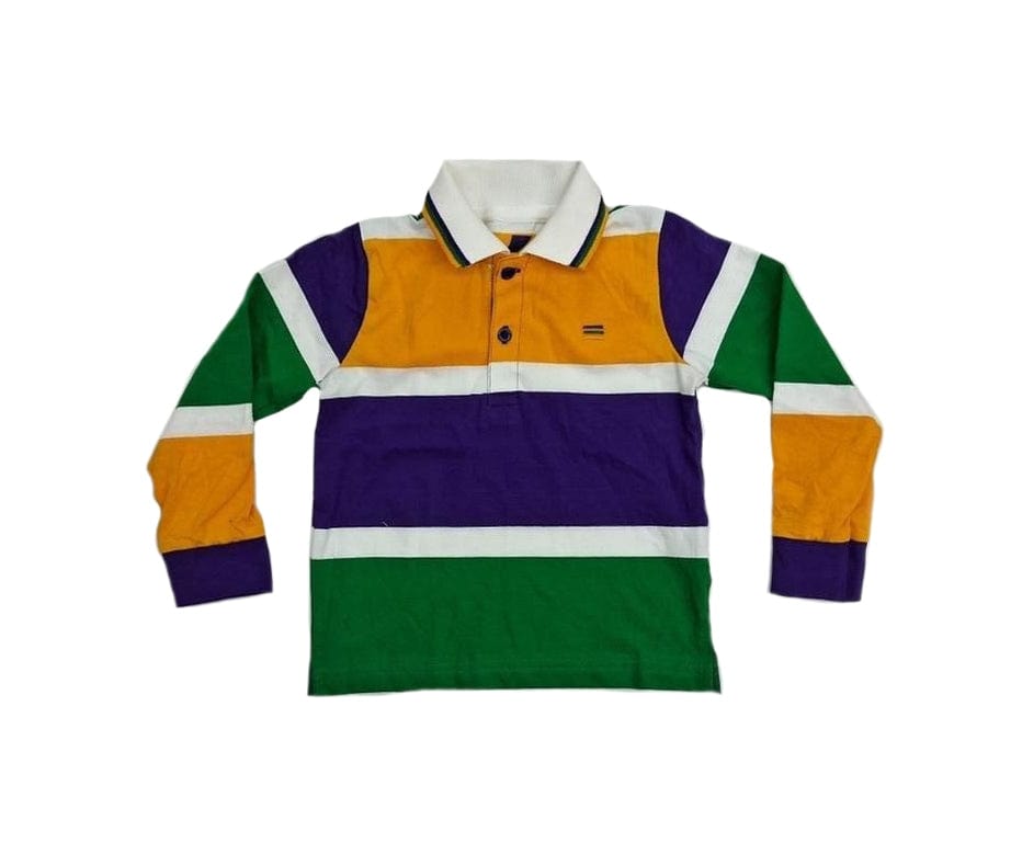 Mardi Gras Creations Mardi Gras Creations Thick Stripe Rugby Toddler Long Sleeve Shirt - Little Miss Muffin Children & Home